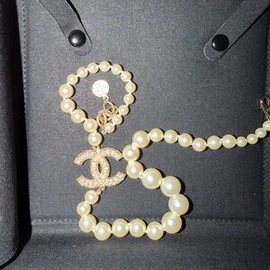 Chanel Gold CC Pearl Short Pearl Necklace 100 Year Anniversary